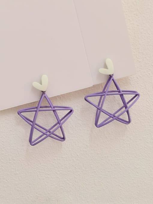 Purple [ear pin style] Brass Star Minimalist Drop Earring
